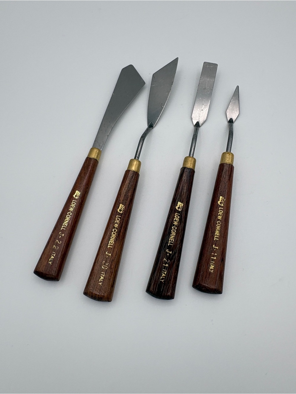 Set of 4 Loew-Cornell Wood Handle Metal Palette Paint Knives Italy